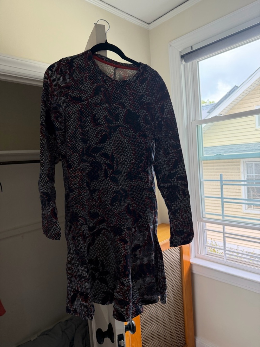 Tory Burch Black and Red Printed Long-Sleeve Dress